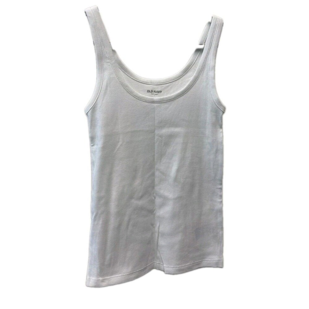 Old Navy Womens Size S White Ribbed Tank Top Basic Classic Scoop Neck Wide Strap